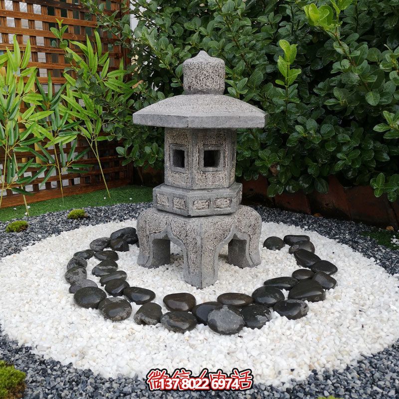 日式戶外石雕石燈，傳承精致大理石園林雕塑