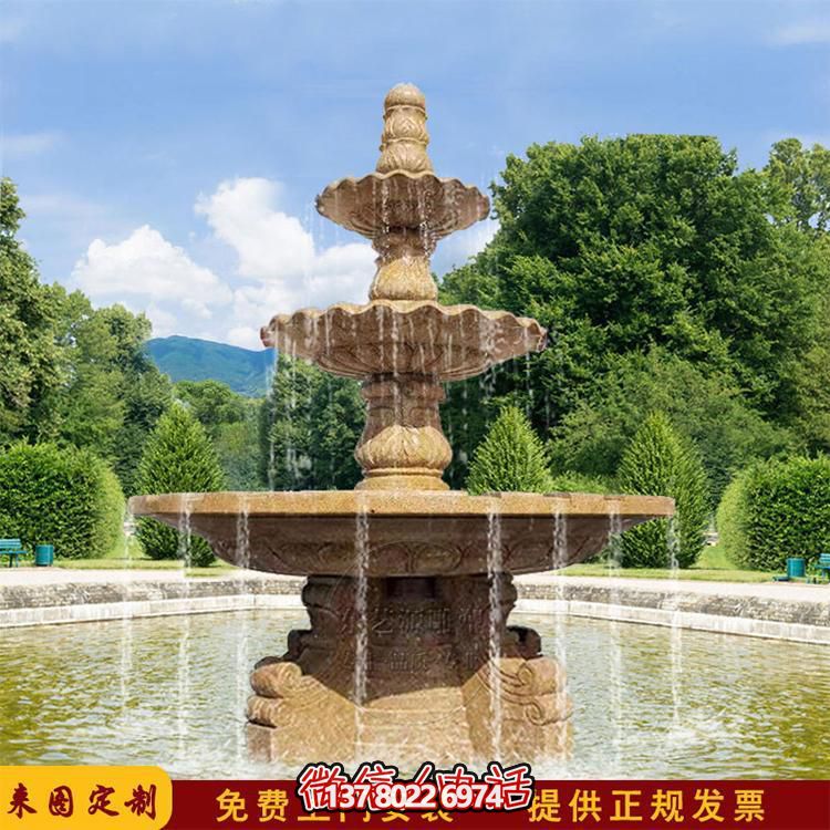 流水紅晚霞，石雕戶外景區擺件