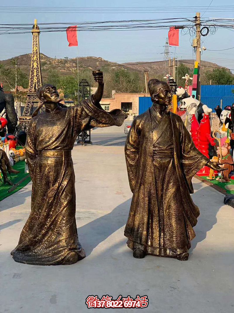 玻璃鋼歷史名人古代著名詩(shī)人李白杜甫雕像