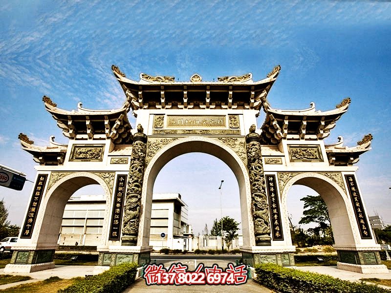 媽祖景點(diǎn)三門(mén)五樓古建青石雕牌坊 媽祖景點(diǎn)三門(mén)五樓古建青石雕牌坊