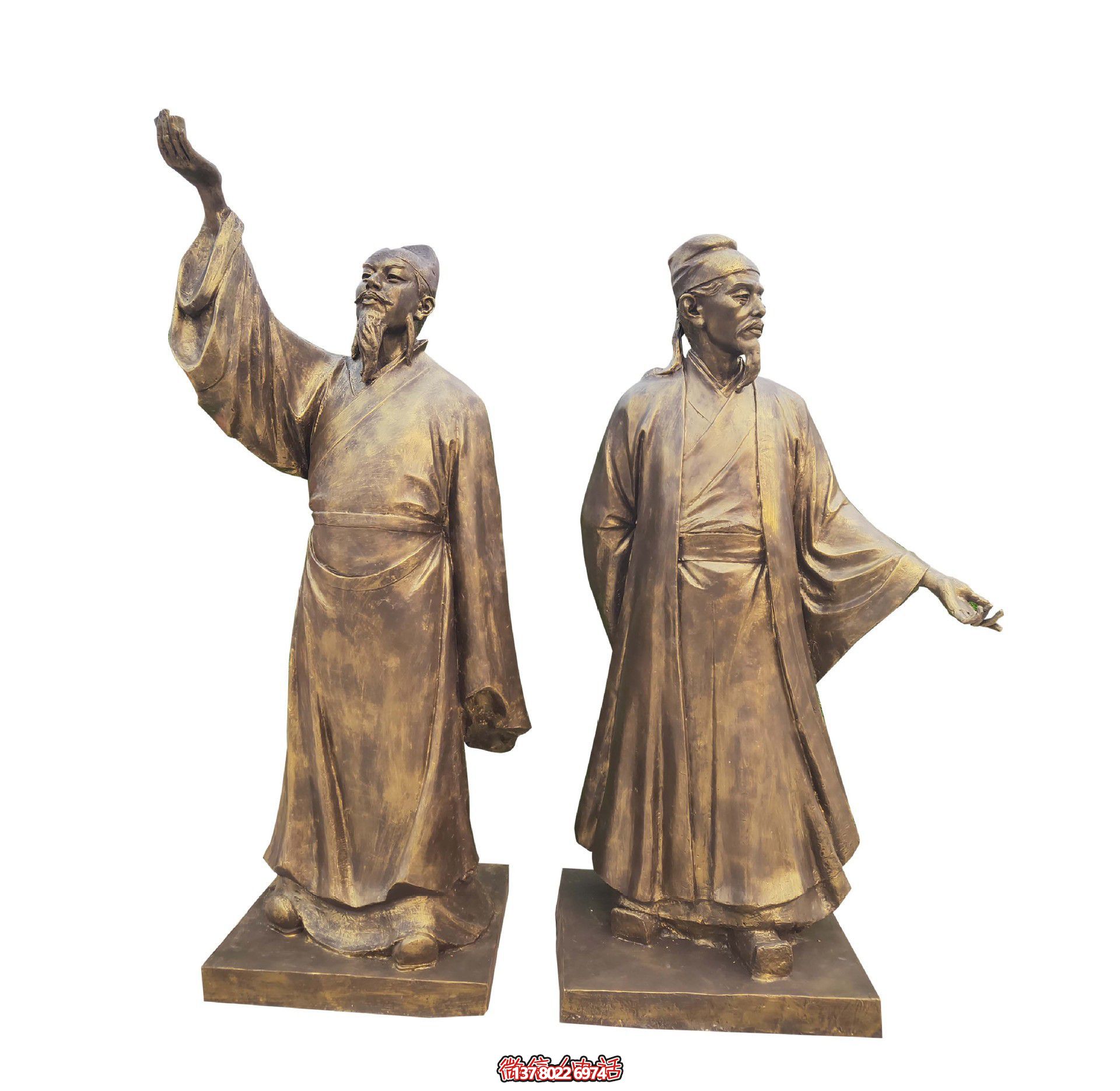 城市廣場(chǎng)擺放漆金唐代青蓮居士李白玻璃鋼雕